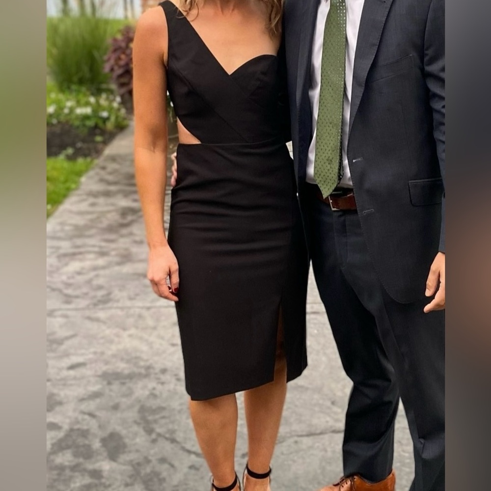 Aidan Mattox black cutout dress